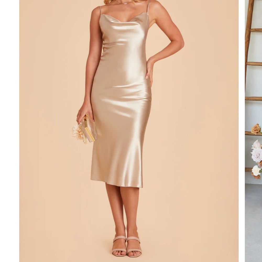 Birdy Grey Lisa Satin Neutral Champagne Bridesmaid Dress